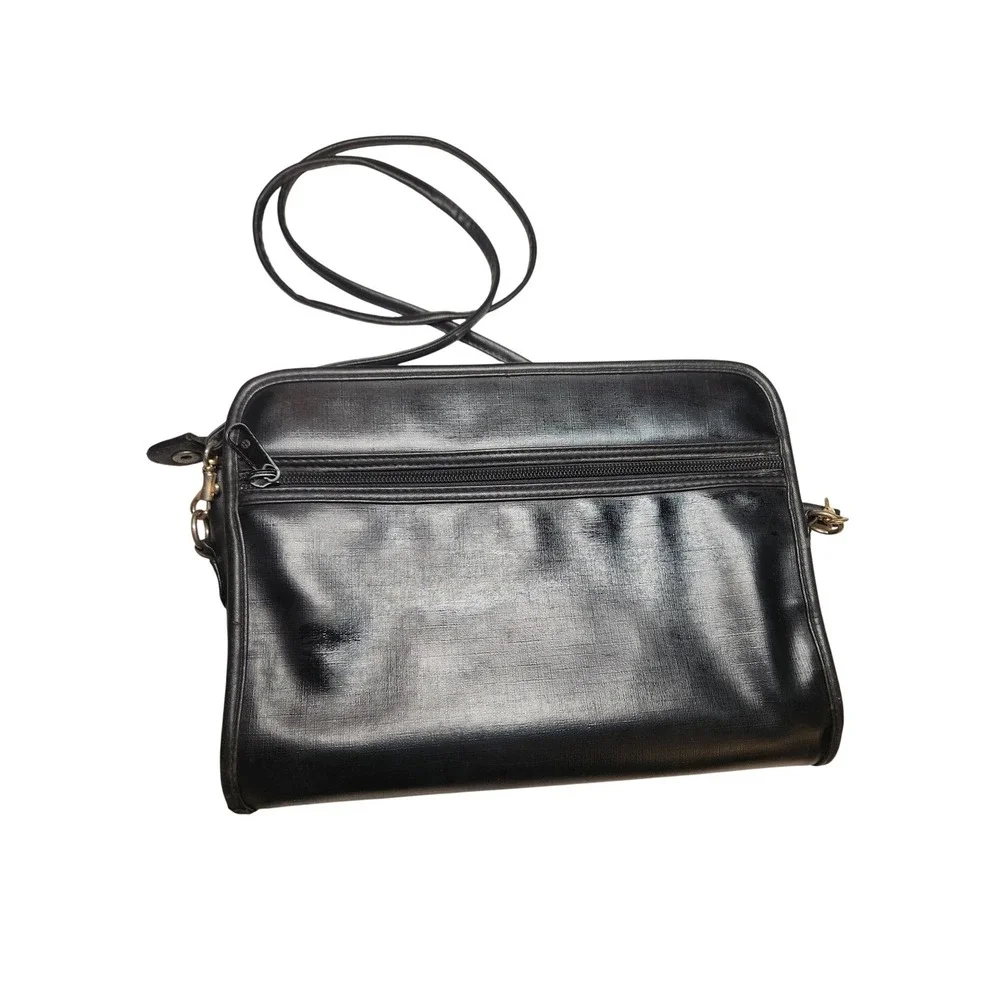 Liz Claiborne Black Faux Leather Slim Crossbody Bag